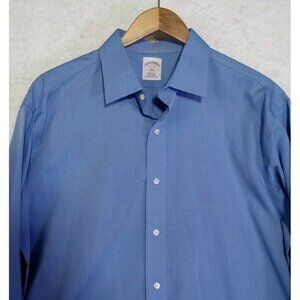 Brooks Brothers Regular Fit Non-iron Button Up Shirt Mens 17-34 No Cuff Buttons